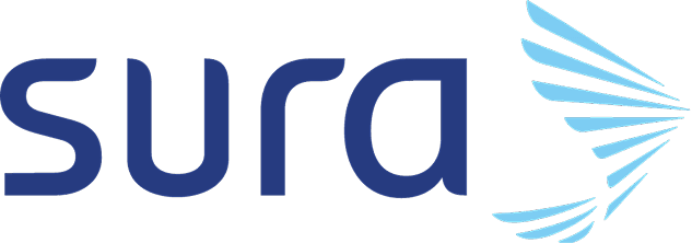 Logo Sura seguros e inversiones simbolo abstracto de ave