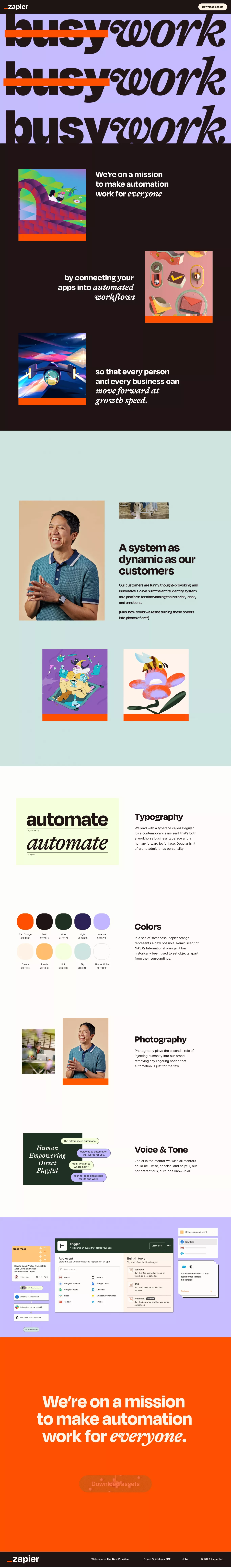 Zapier Brand other page screenshot showcasing Design and Tech design