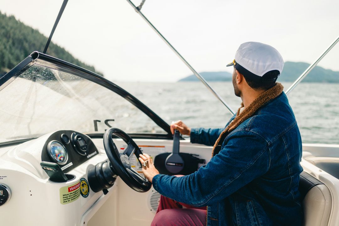 Captain on the yacht