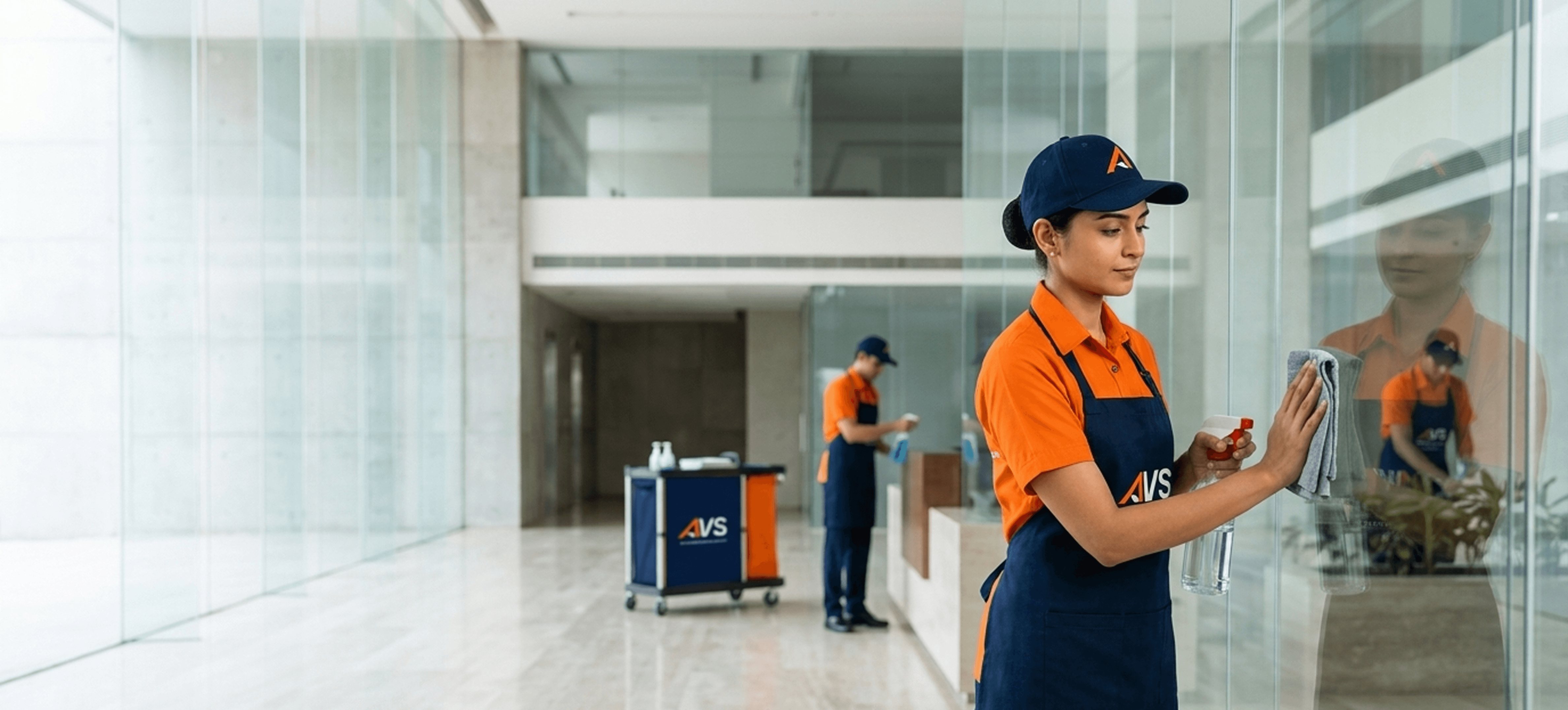 AVS housekeeping staff providing facility support services