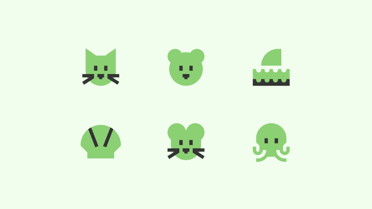 Sharp Flat Animal Icon Set