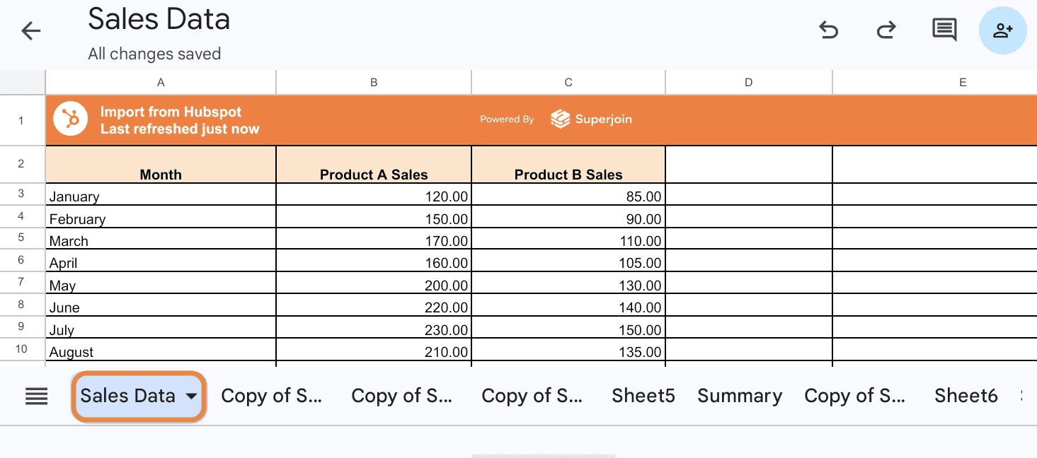 Tap on the Sheet Name