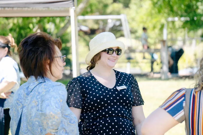 People talking in a park
