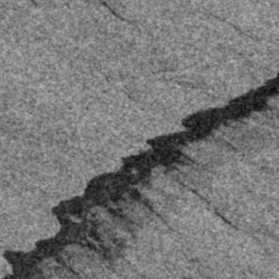 Synthetic Aperture Radar (SAR) Image Depicting an Oil Spill on the Ocean Surface