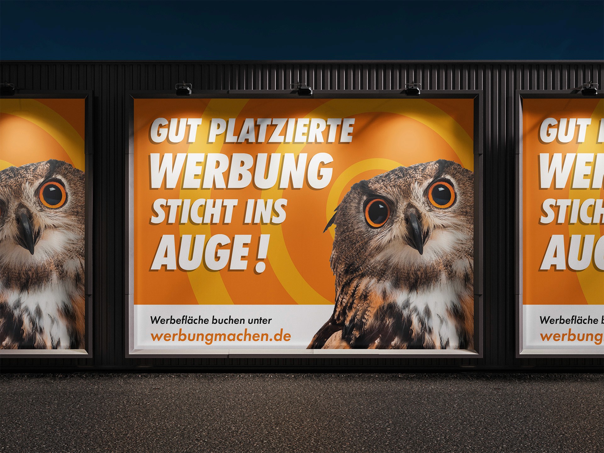 Finales Plakat Design mit Eulenmotiv als Mockup