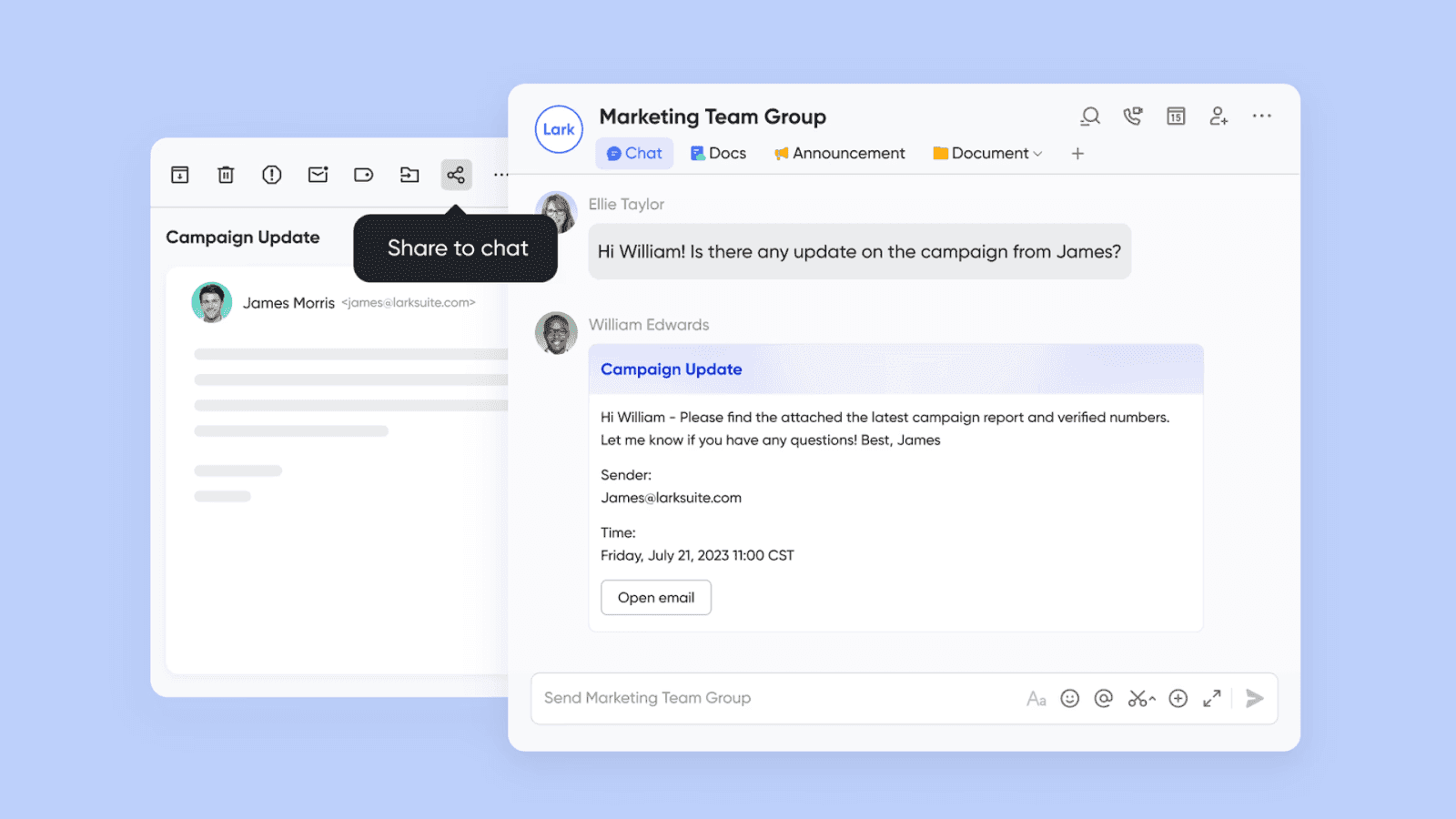 Messaging capabilities of Lark