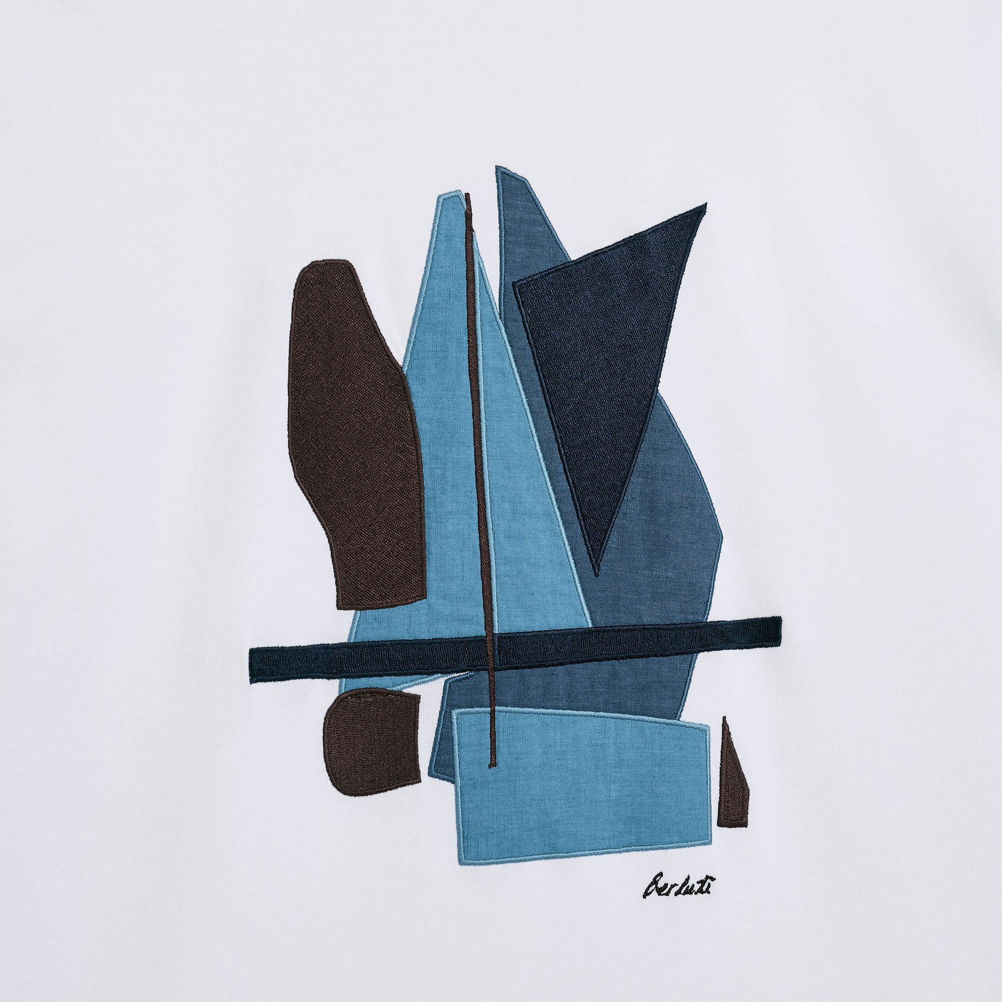 Profile portrait of a woman wearing sculptural red-and-gold earrings against a deep burgundy background