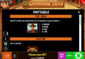 Western Jack : tableau des gains (paytable)