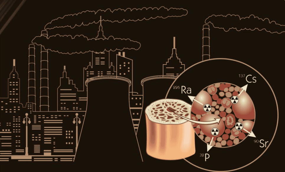 Visualization of how megre's elixir removes accumulated radiation from the organism