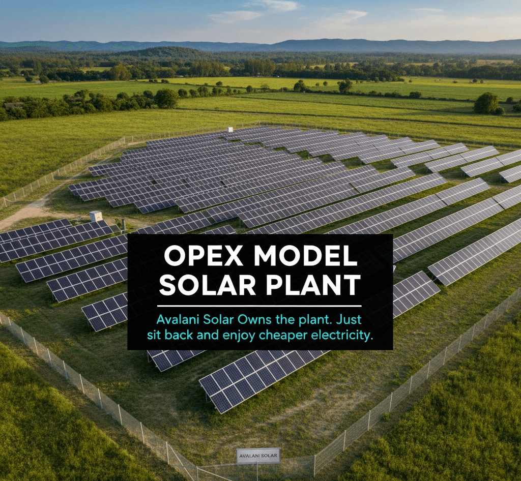 OPEX Model Solar Power Plant for captive consumtion. Avalani Solar. RESCO.