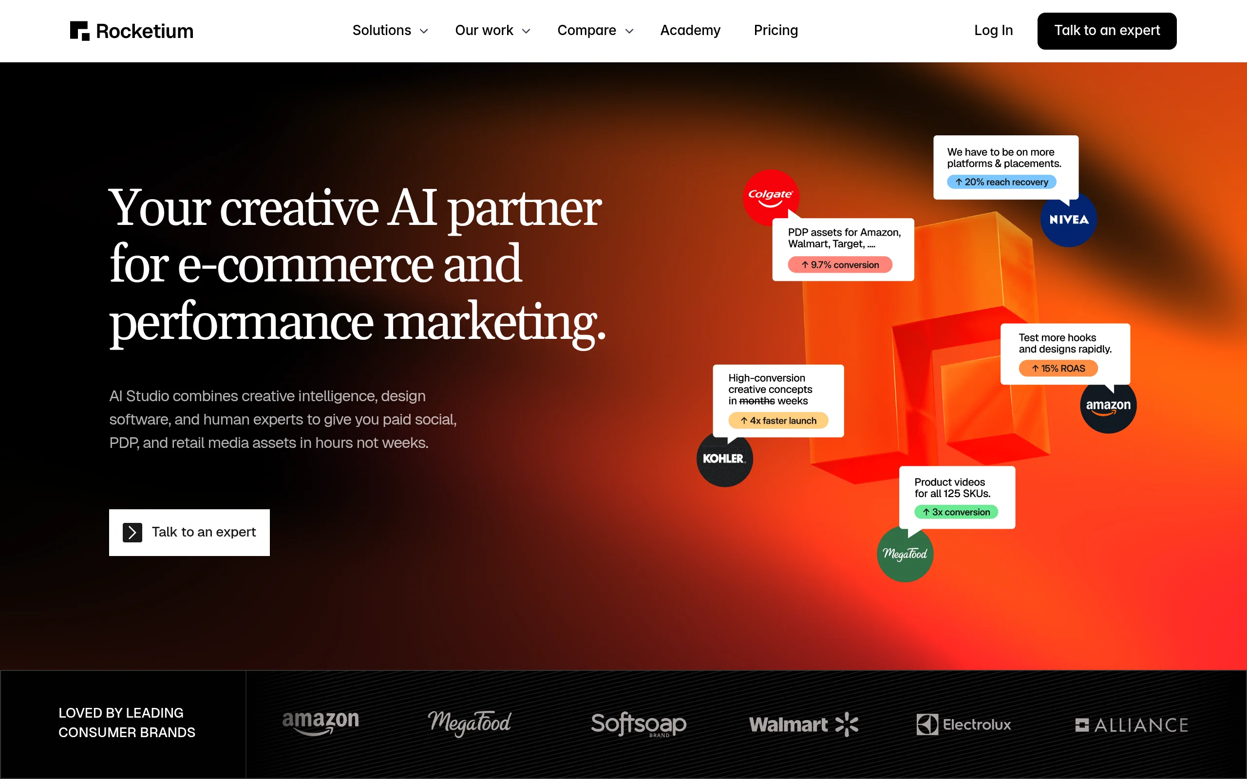Rocketium AI Studio homepage screenshot