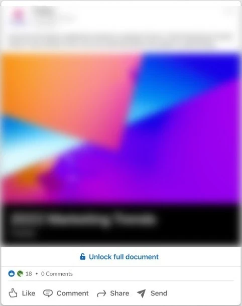LinkedIn Document Ad example with document preview and Lead Gen Form.