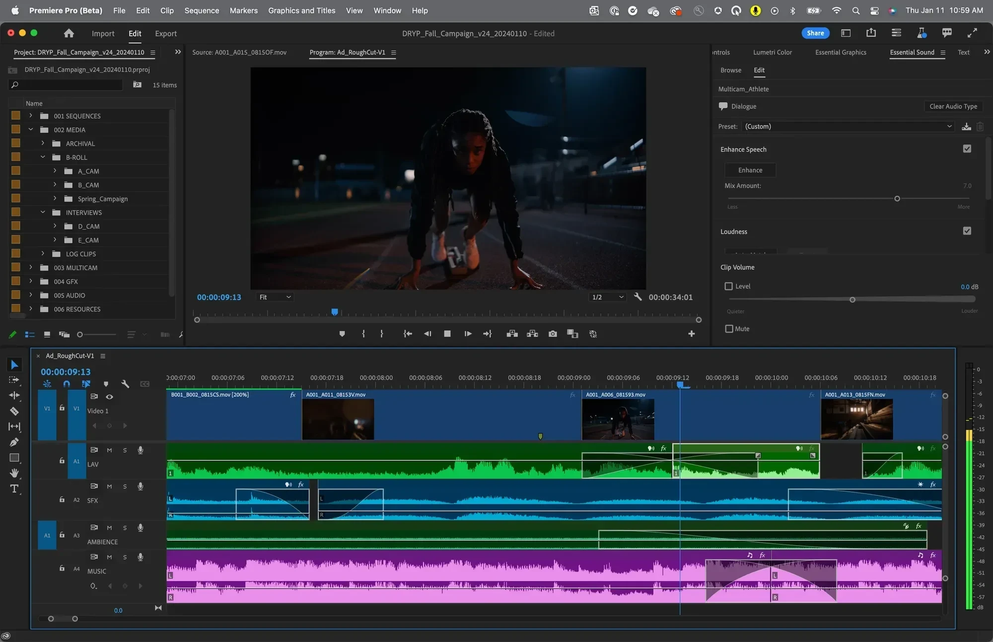 Adobe Premiere Pro interface used for professional video editing