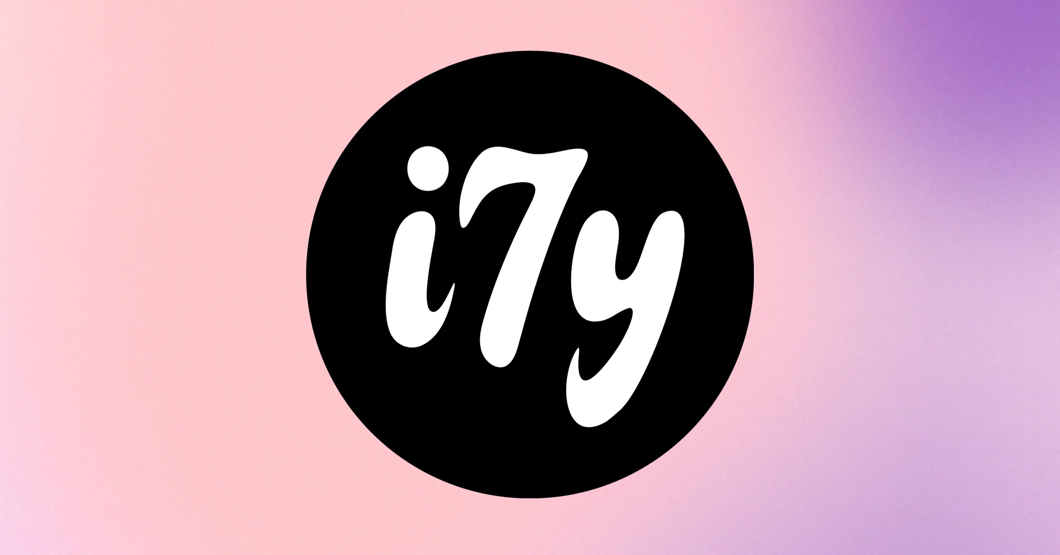 pink gradient background with black circle in the middle with white letters "i7y"