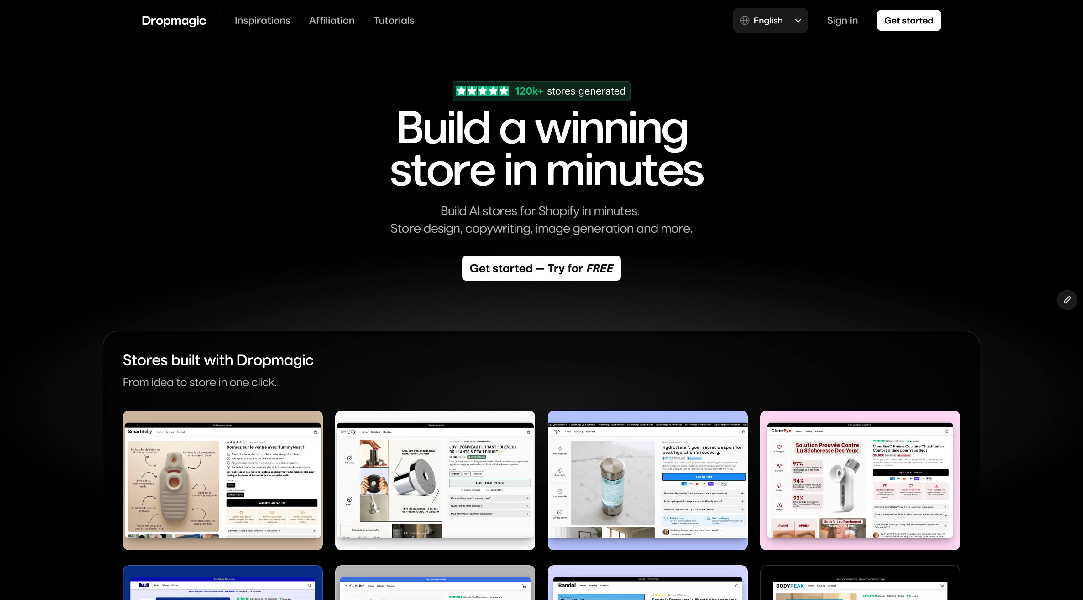 DropMagic AI platform for building branded Shopify stores