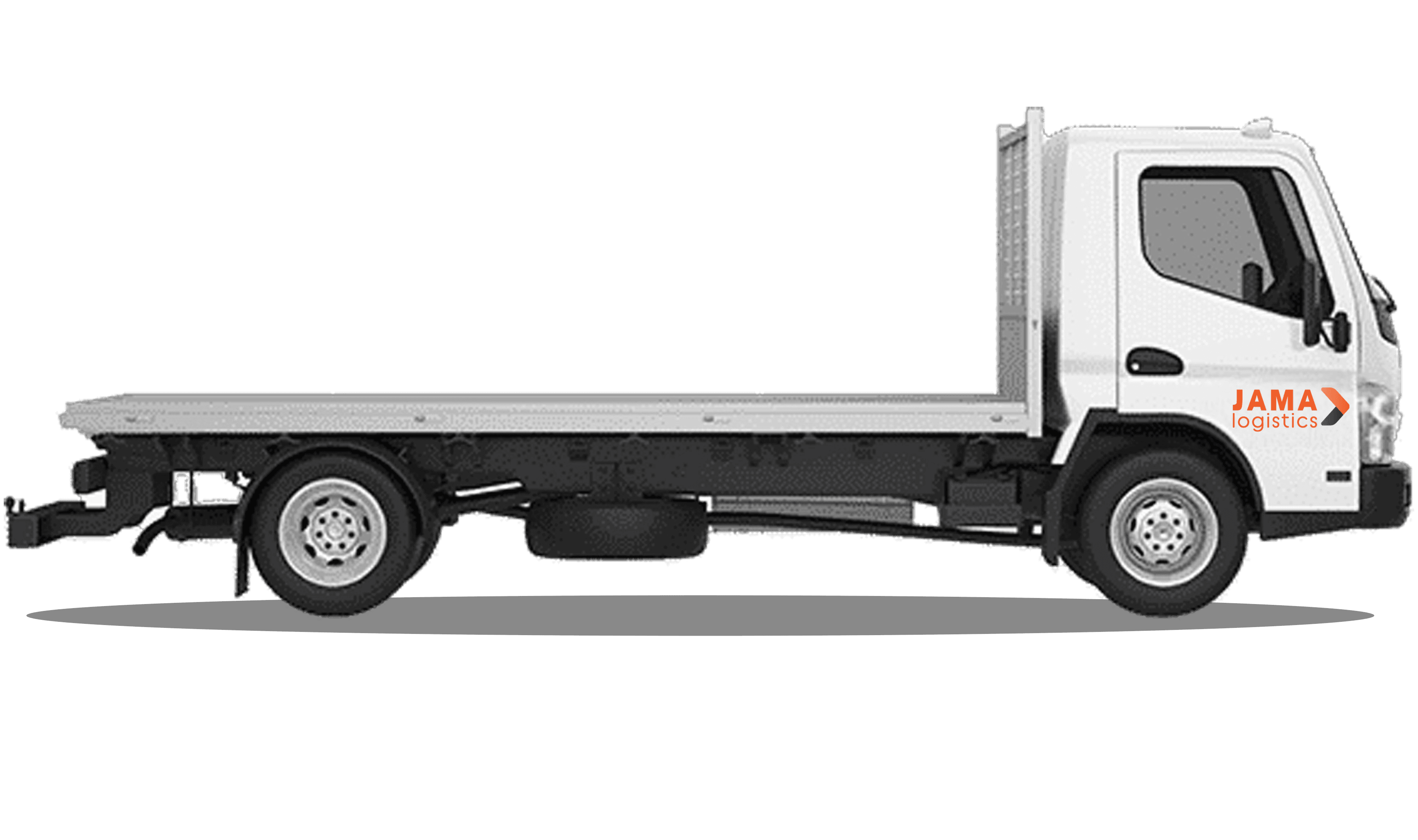 image of a flatbed with the jama logistics logo on the side