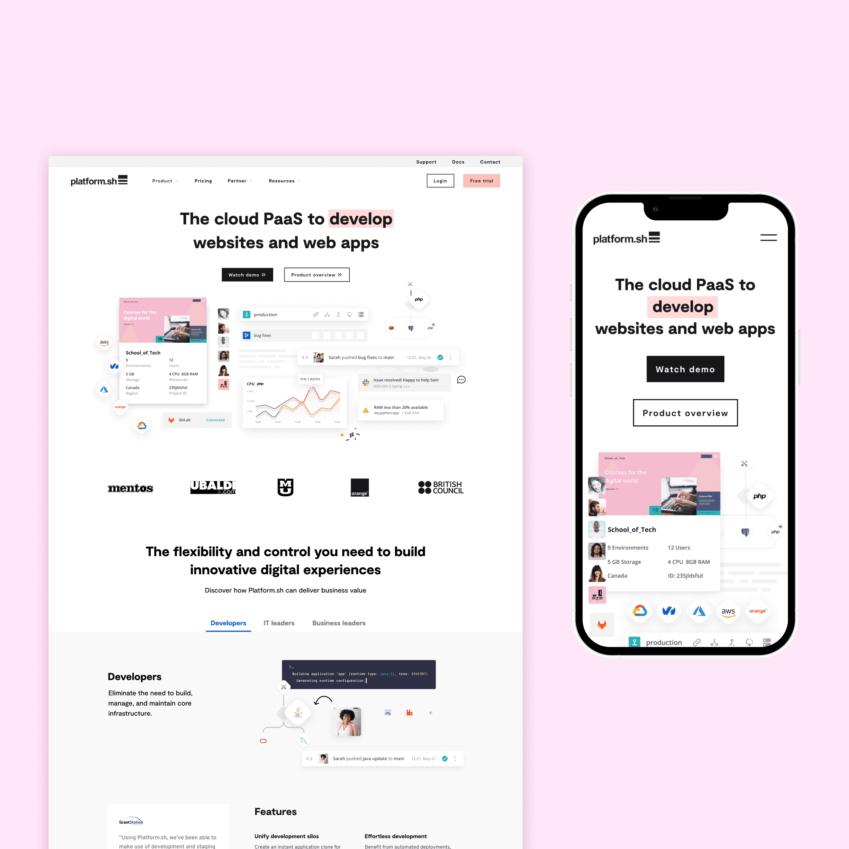 Platform.sh homepage