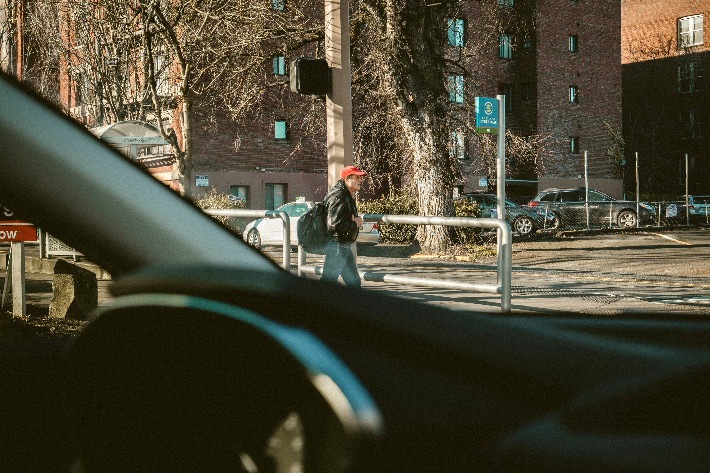 a person crossing the street 