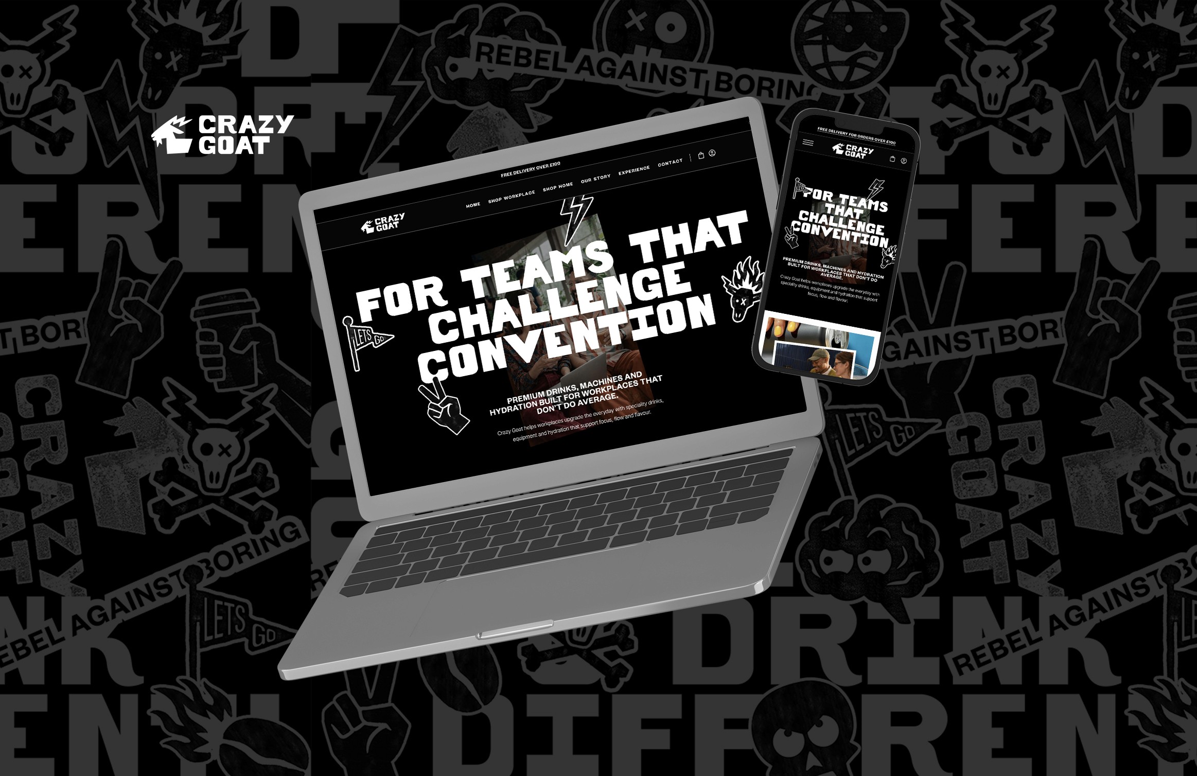 Person in yellow jacket and orange pants sitting on a blue chair, yellow background