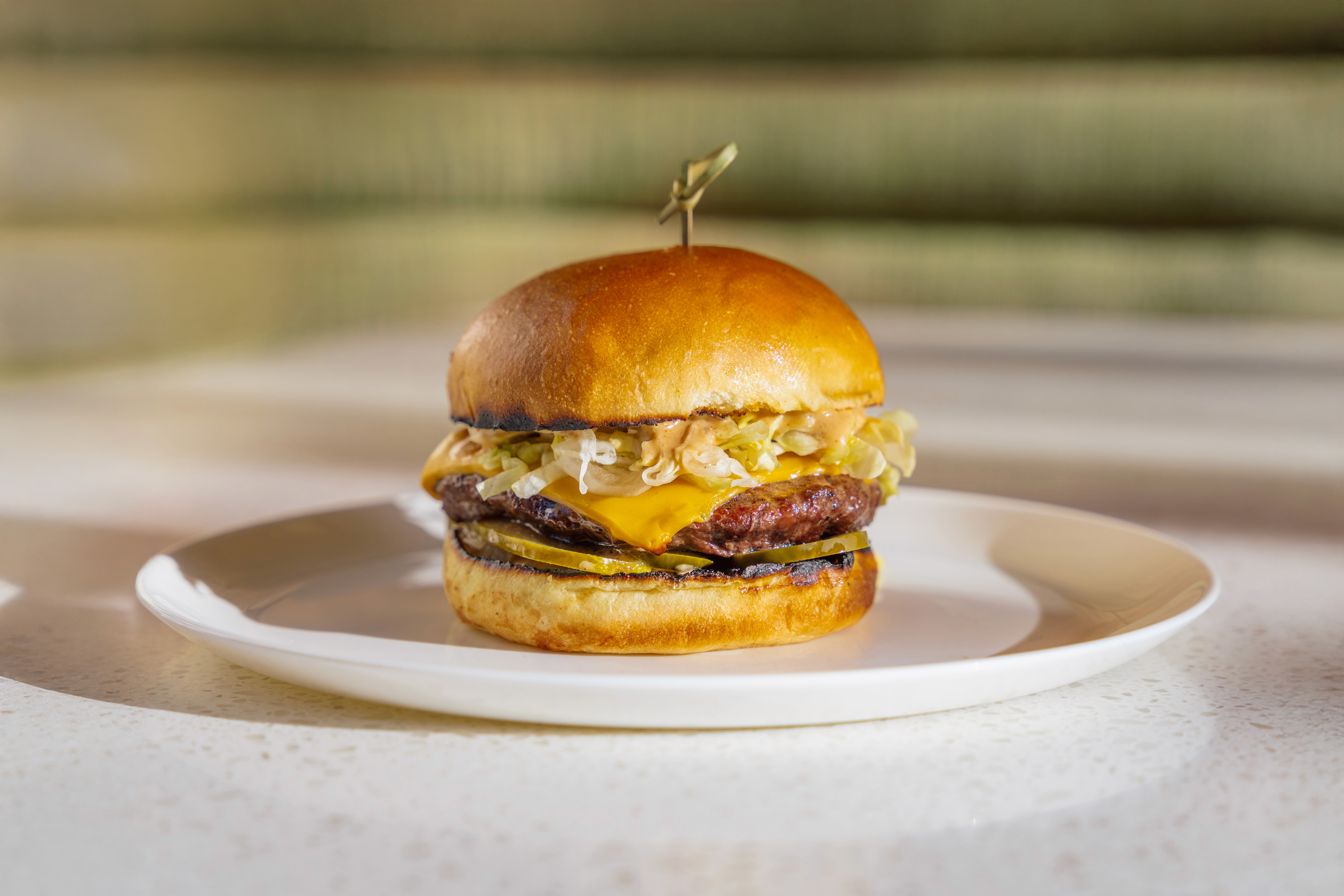 burger in natural light