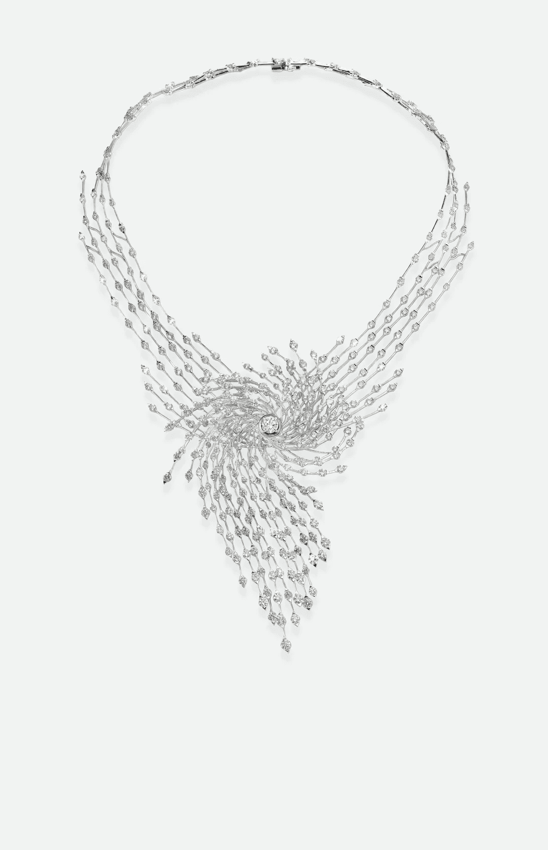 The Storm necklace, a bespoke white gold and diamond collar handcrafted by Shaun Leane.