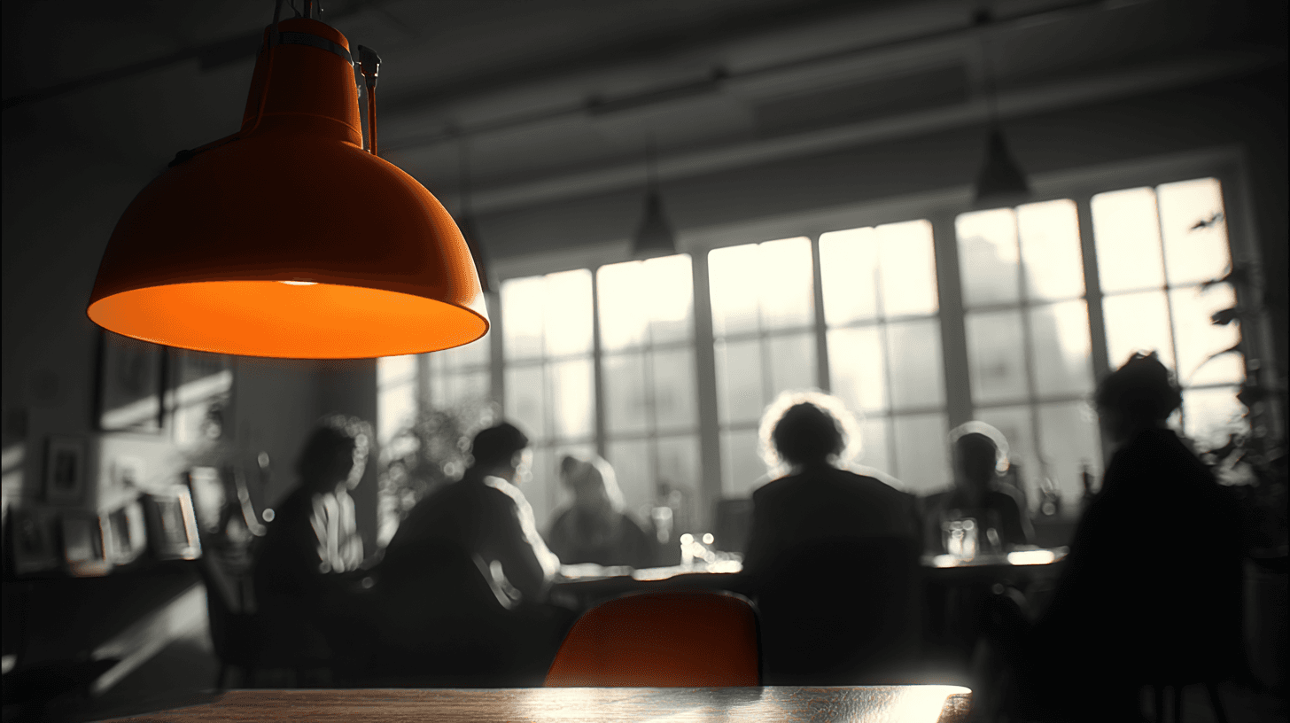 Workspace With Orange Lamp