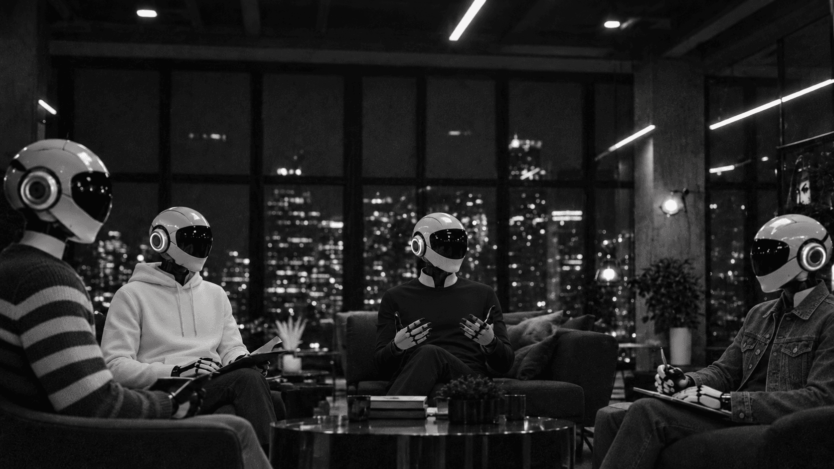 Team working in an office watching at a presentation