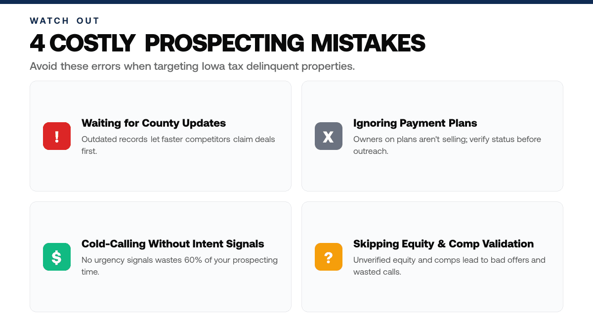Iowa Tax Delinquent Properties for Sale List — Common pitfalls