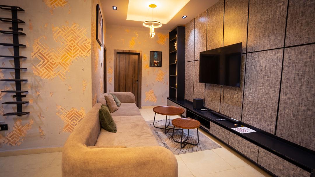 Spacious bedroom interior at Urban Suites, modern shortlet apartment in Surulere, Lagos