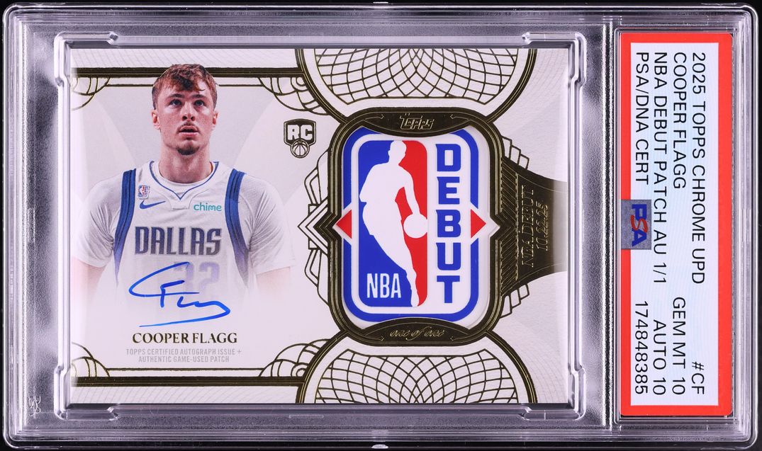 2025 Topps Chrome Update Cooper Flagg ROOKIE NBA DEBUT PATCH AUTO DNA 10 1/1 #DPA-CF PSA 10 GEM
