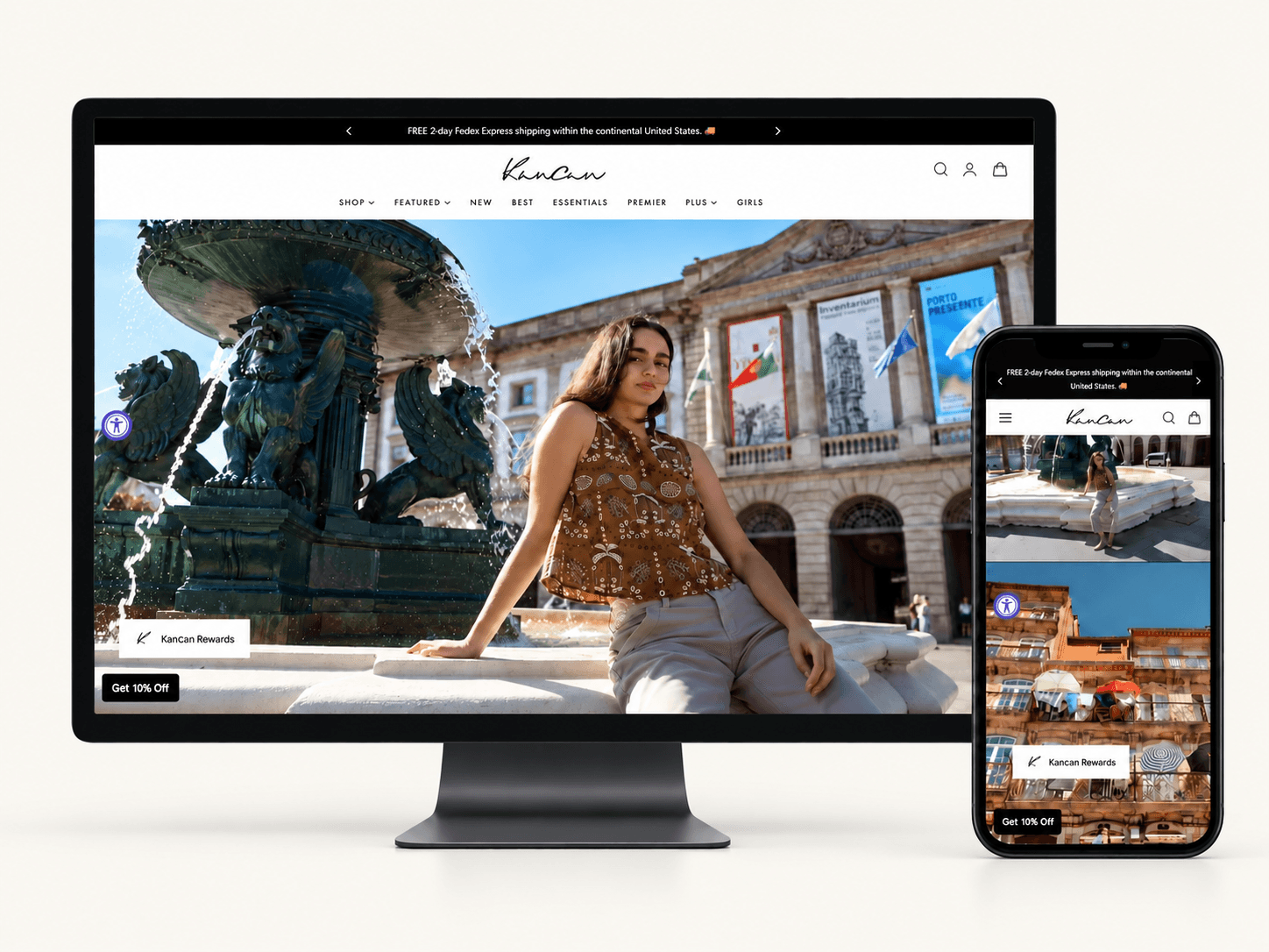 Original Kancan homepage displayed in desktop and mobile mockups