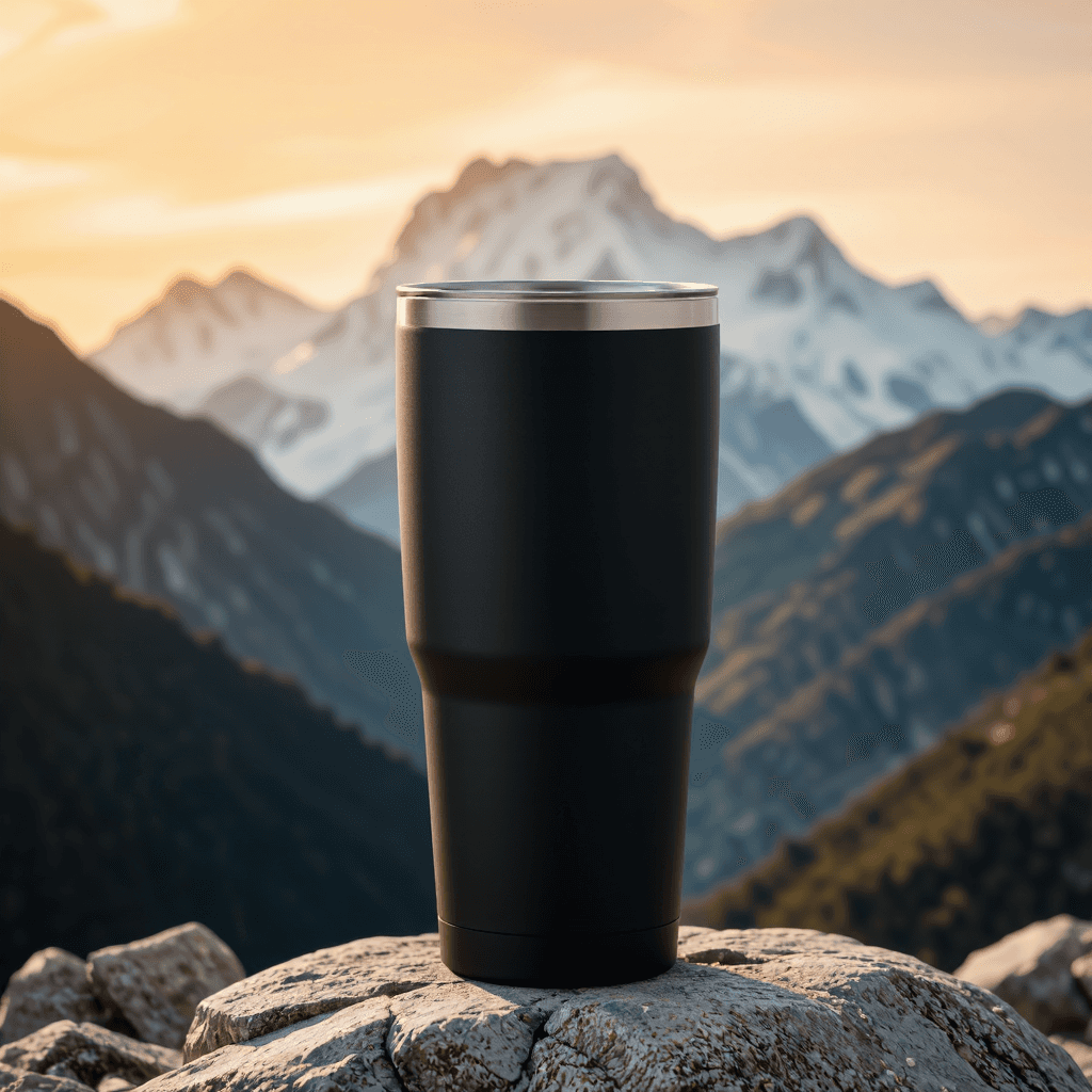 product photography of a travel mug