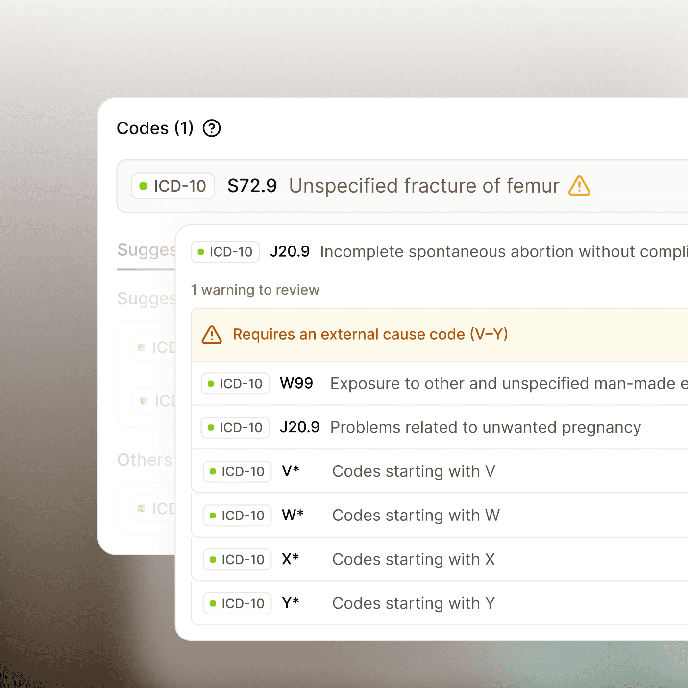 Tandem flagging an invalid code combination during the visit, before the note is signed off.