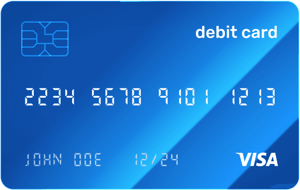 A dark-blue Beonn VISA debit card