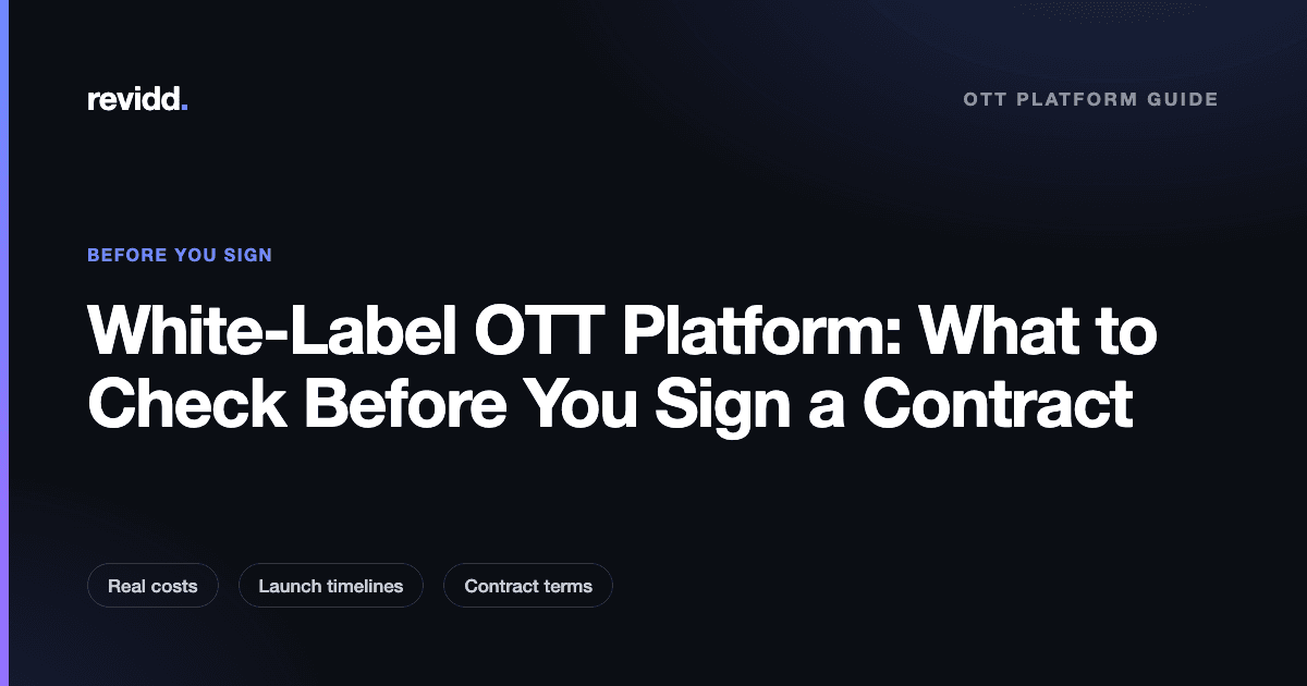 Revidd guide cover: White-Label OTT Platform, what to check before you sign a contract