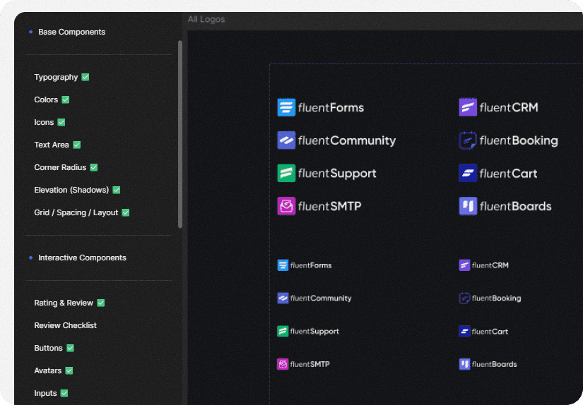 Atomic Design System for WPManageNinja by Mahdi Creates — featuring structured UI components, typography scales, and a marketing visual framework.