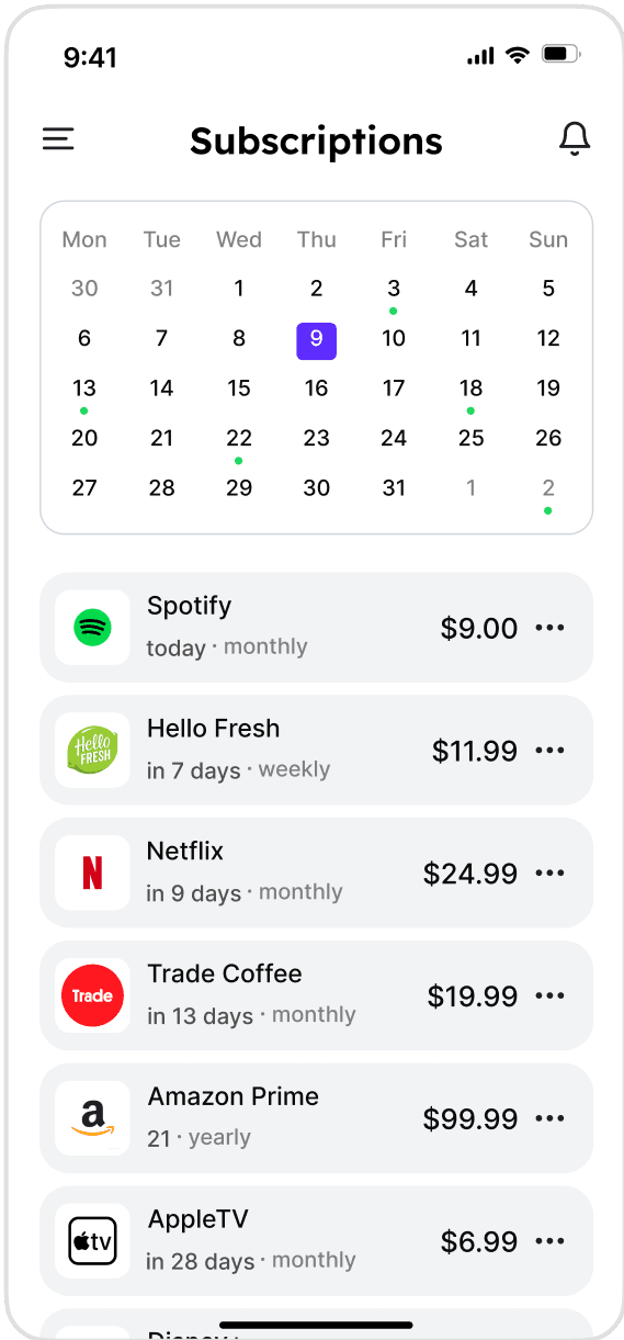 Monthly spending app