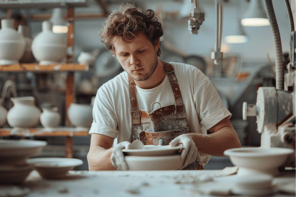 Young male pottery maker