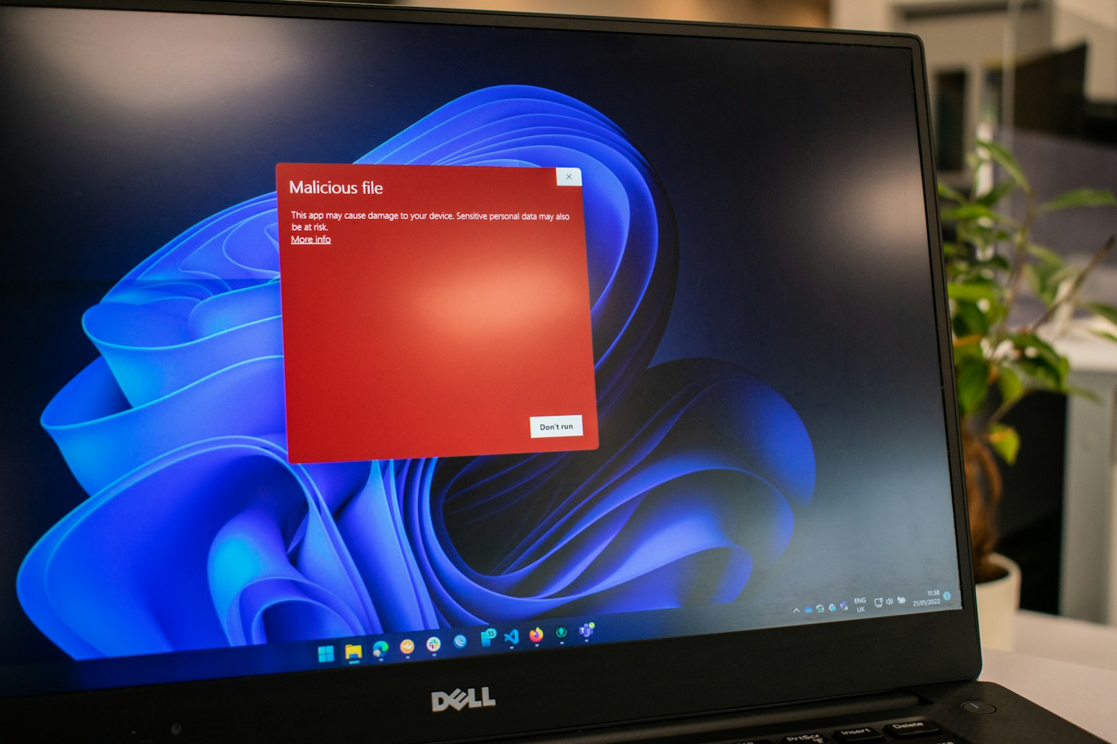 Outdated computer system with security vulnerability warning