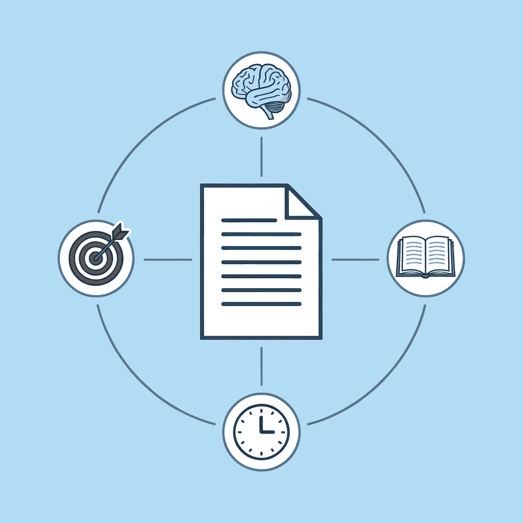 Three interconnected concepts - legal language understanding, risk assessment, and contextual analysis - connected to a central legal professional icon