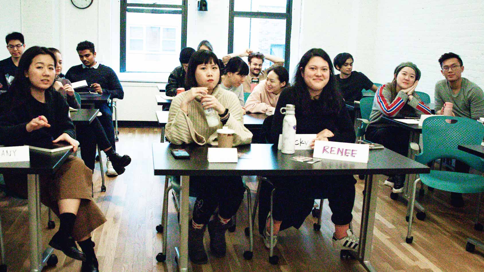 FA Design class of 2021 in classroom at Ken Carbone lecture