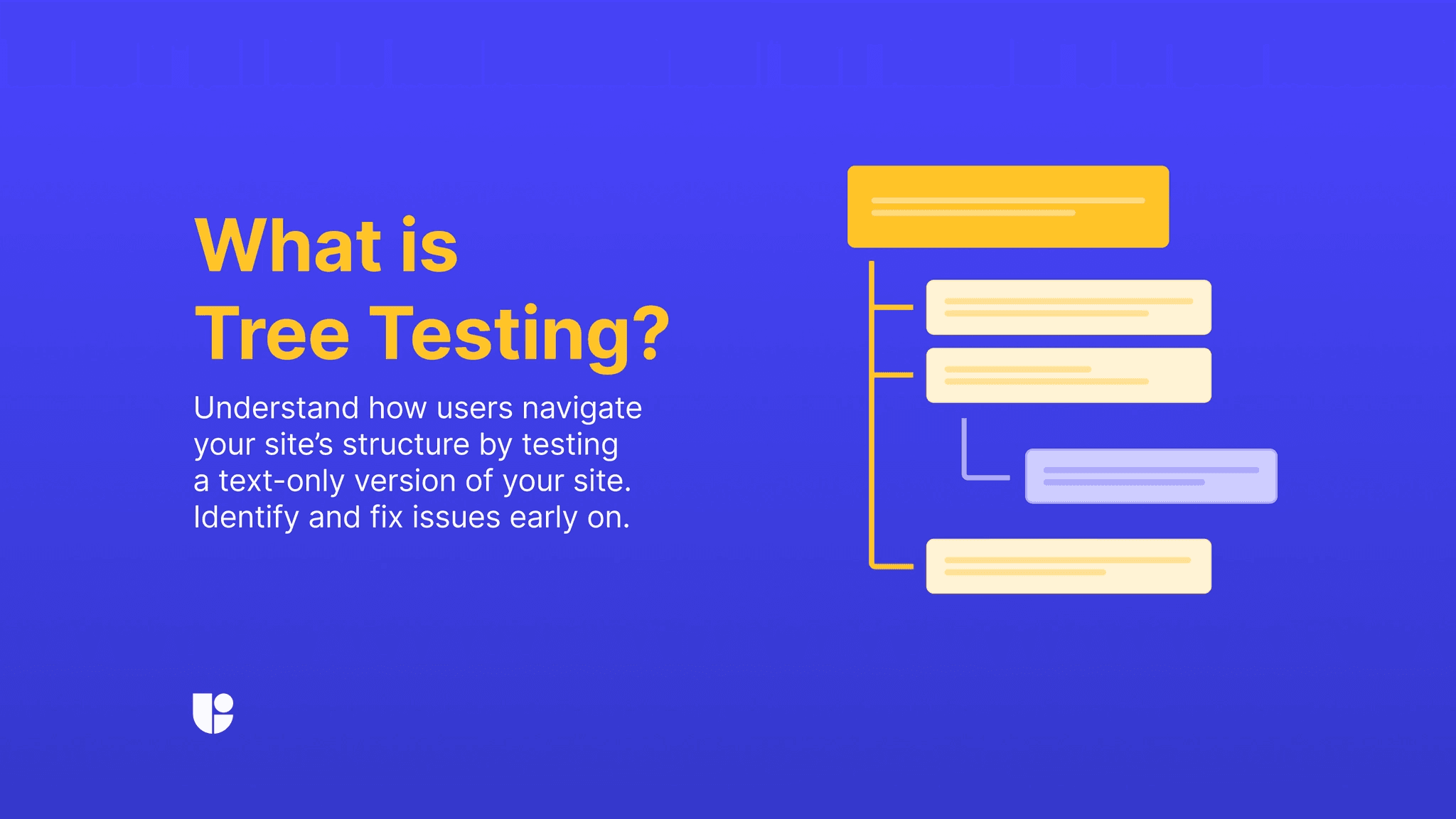Explanation of what tree testing is and an image of what a "text-only" version of a website looks like.