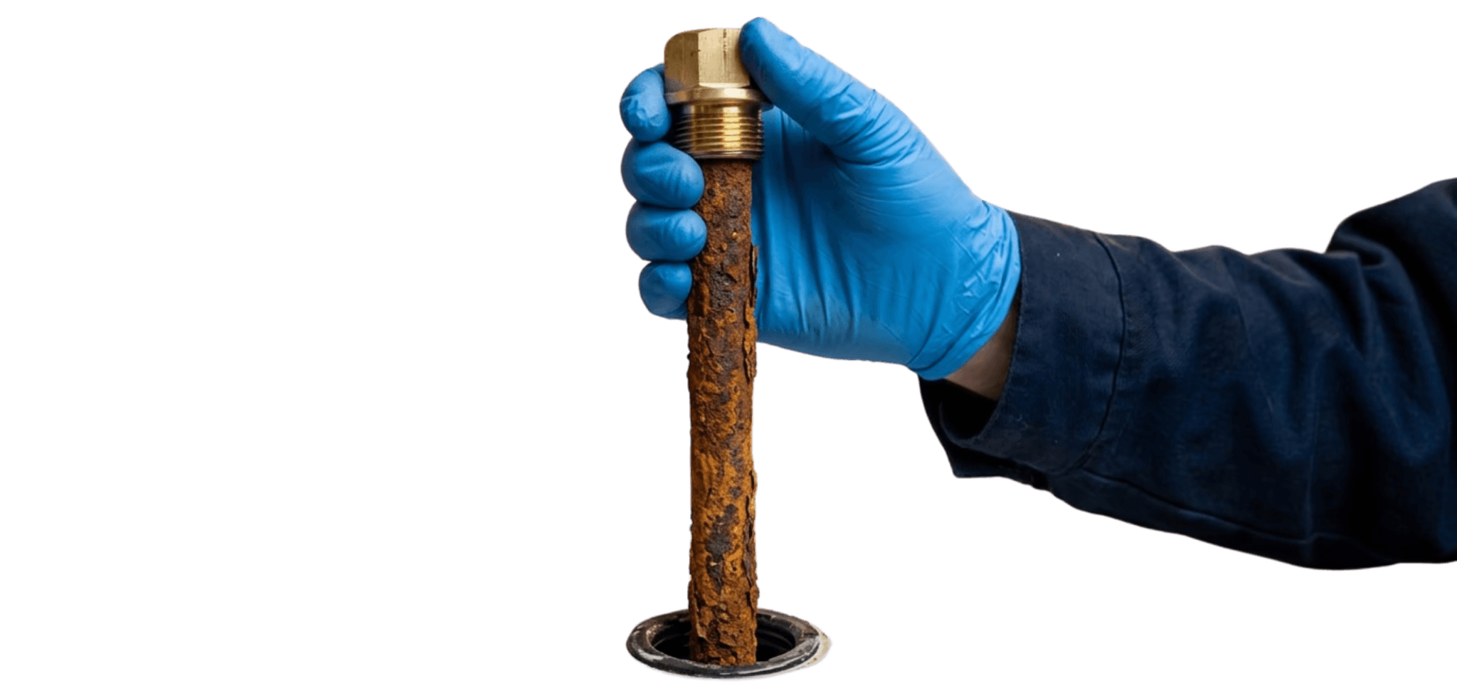 Water heater anode rod close-up