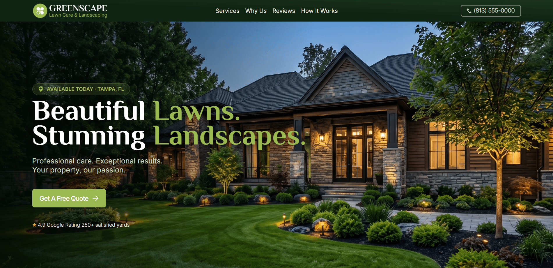 Lawn Care Pro Carrd template desktop preview