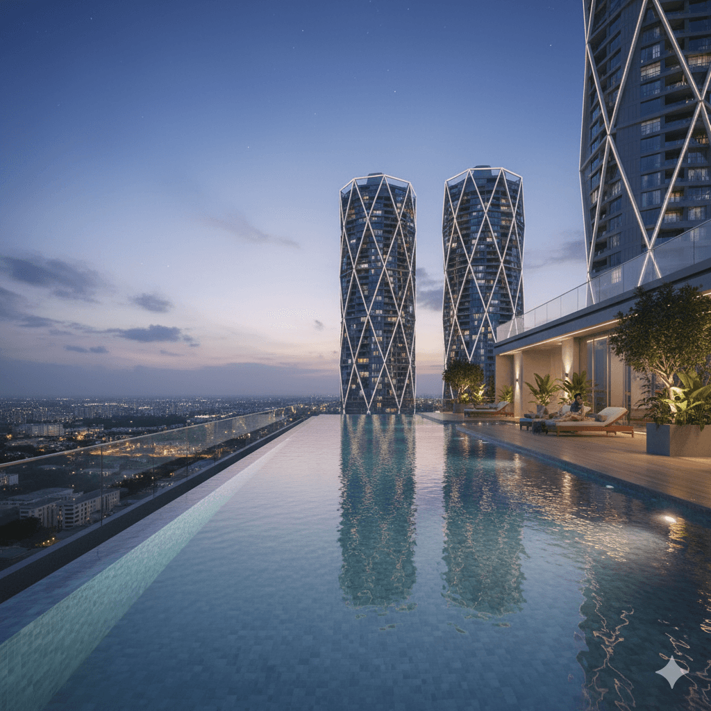rooftop infinity pool Noida skyline M3M project