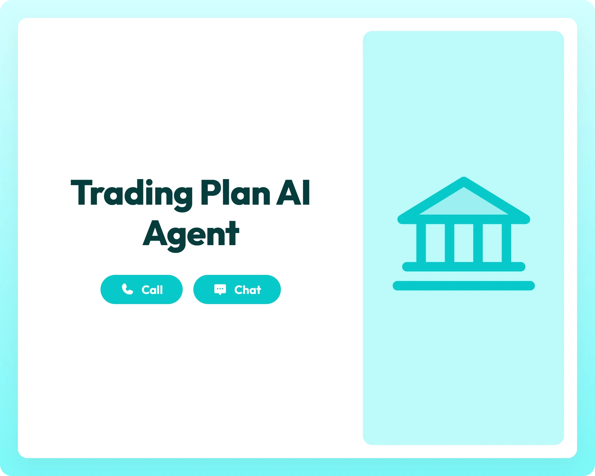 ai finance agent with call and chat support on a bank icon panel