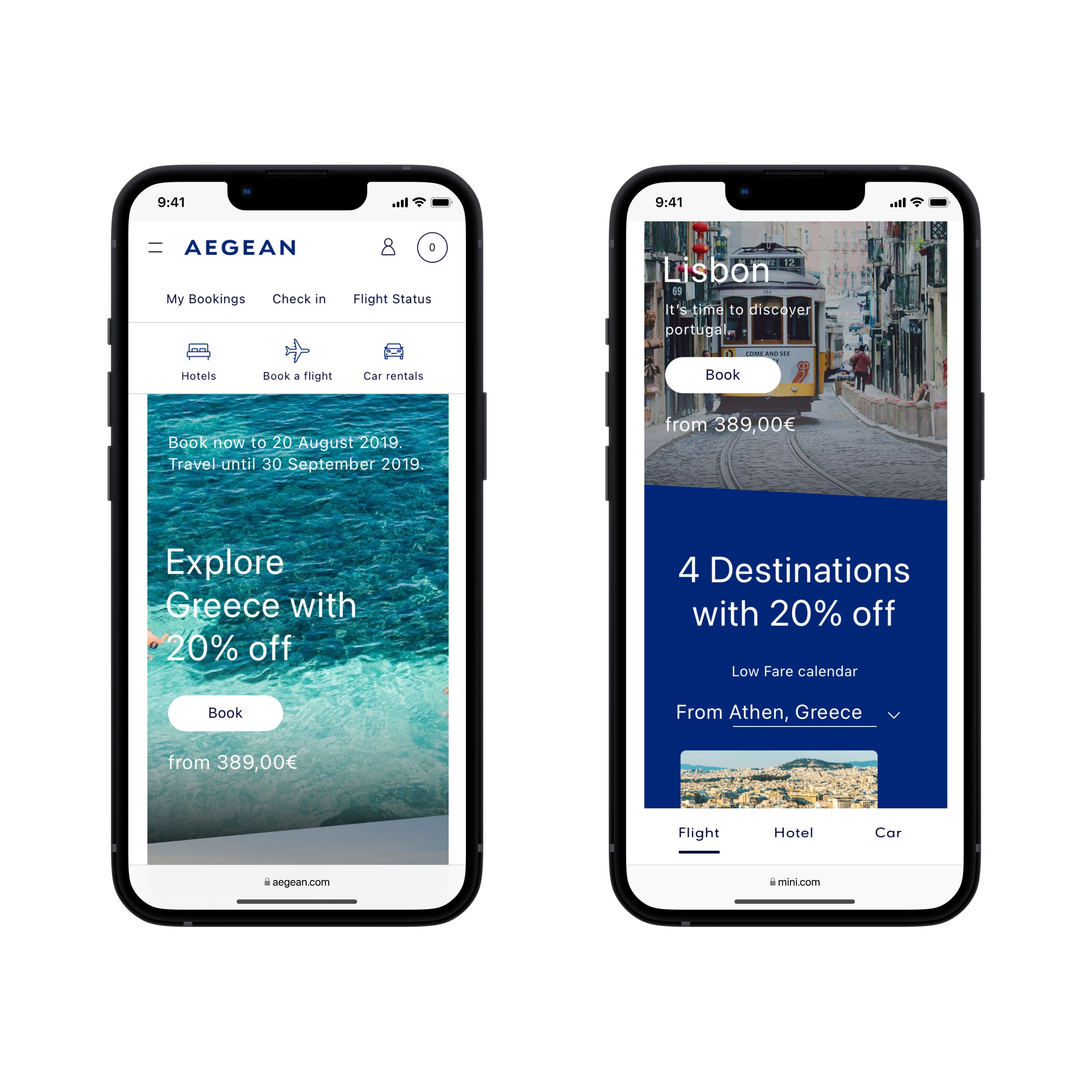 aegean homepage mobile