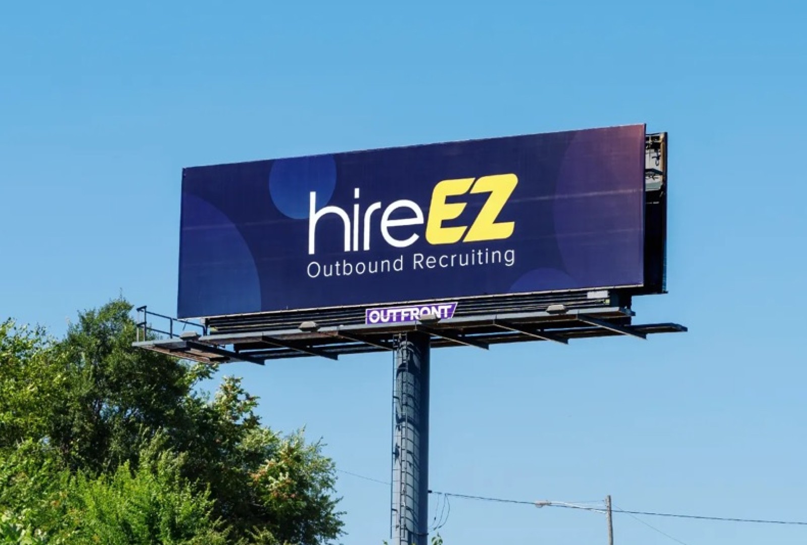 HireEZ Billboard zoomed in near local foliage in Nashville, Tennesee