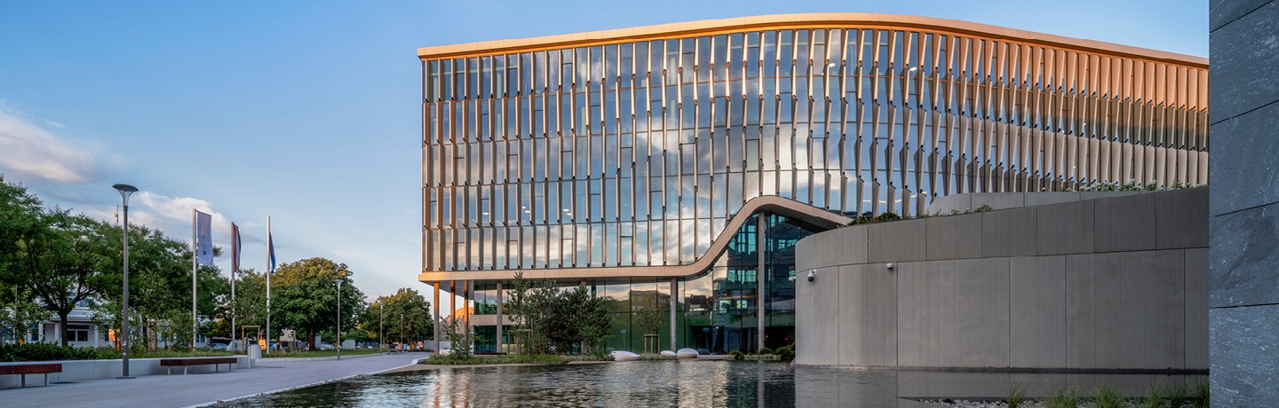 Big glassy modern building of the Gedeon richter group