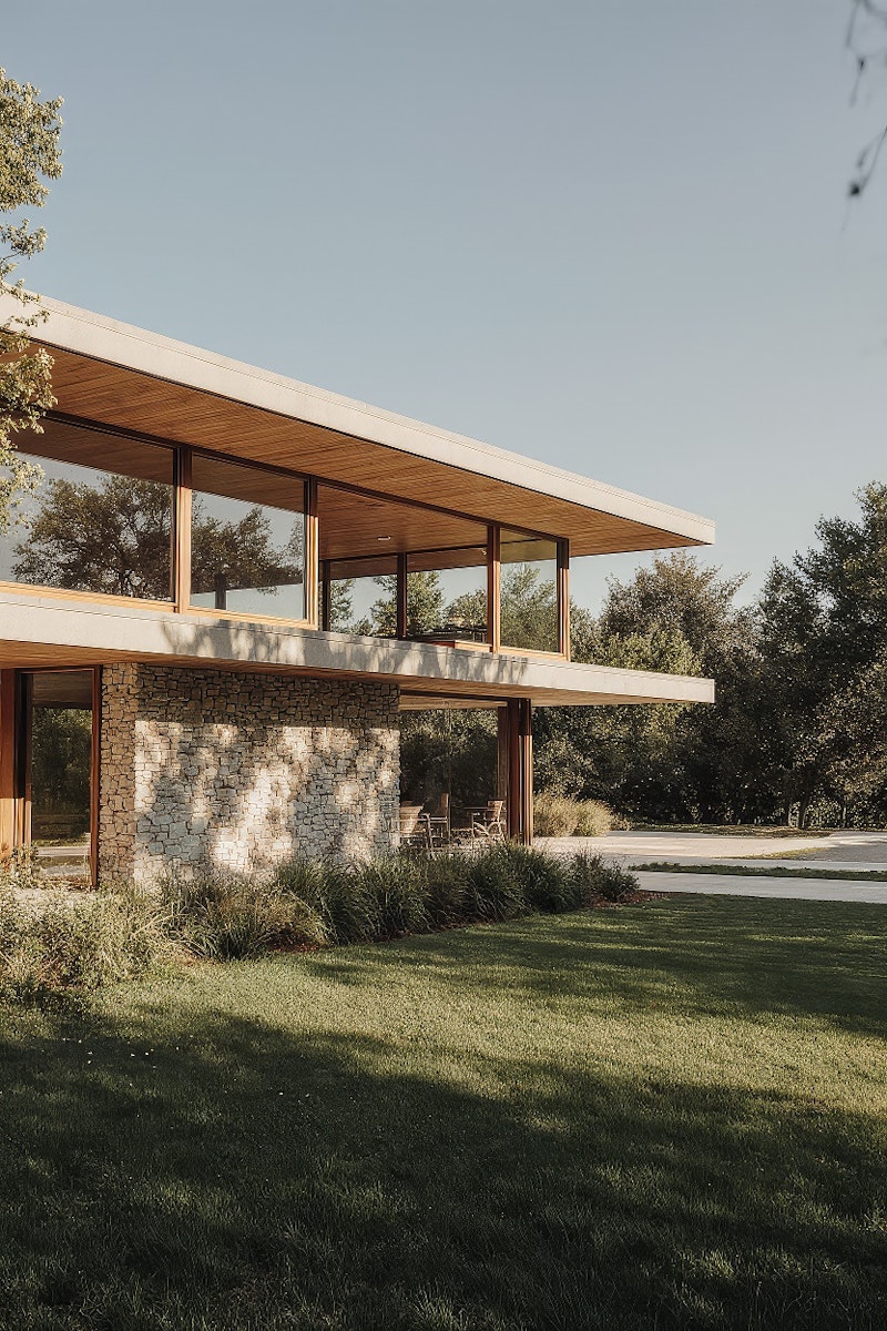 modern luxury house with wood and glass exterior
